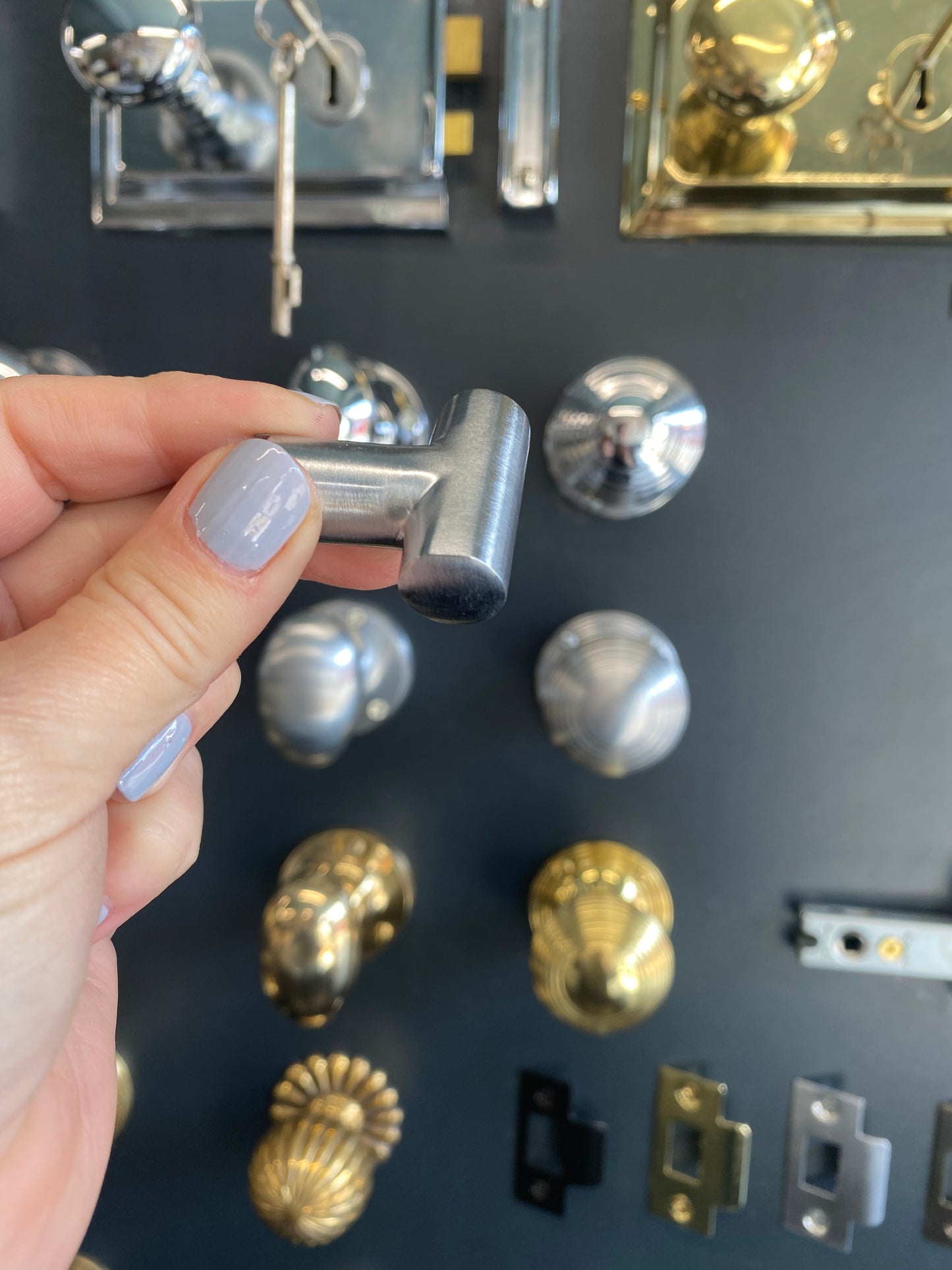 Satin chrome cabinet pull
