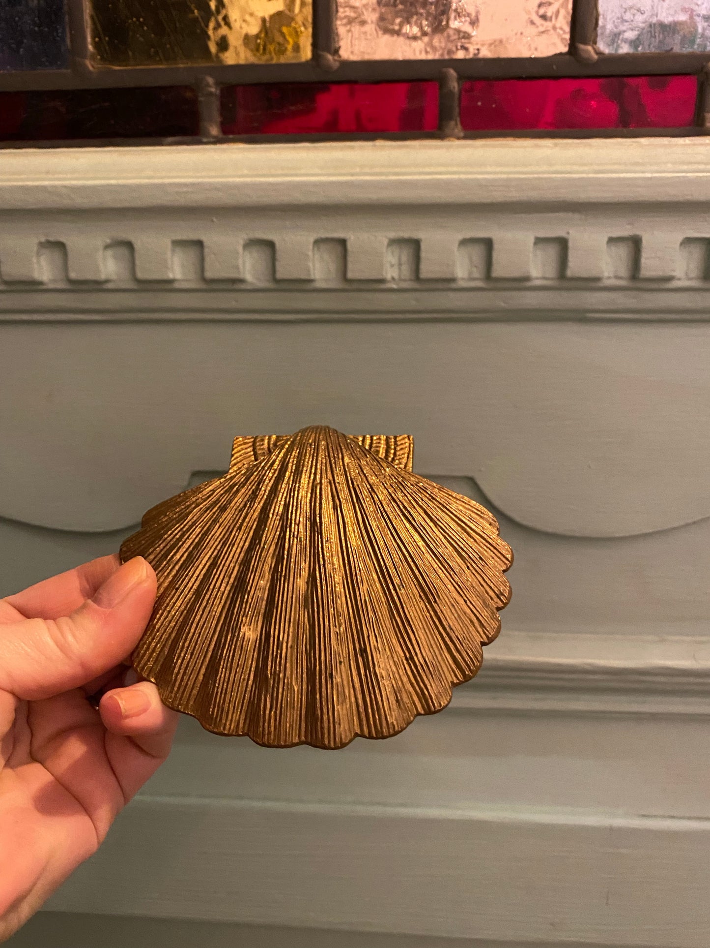 Scalloped Shell Natural brass door knocker