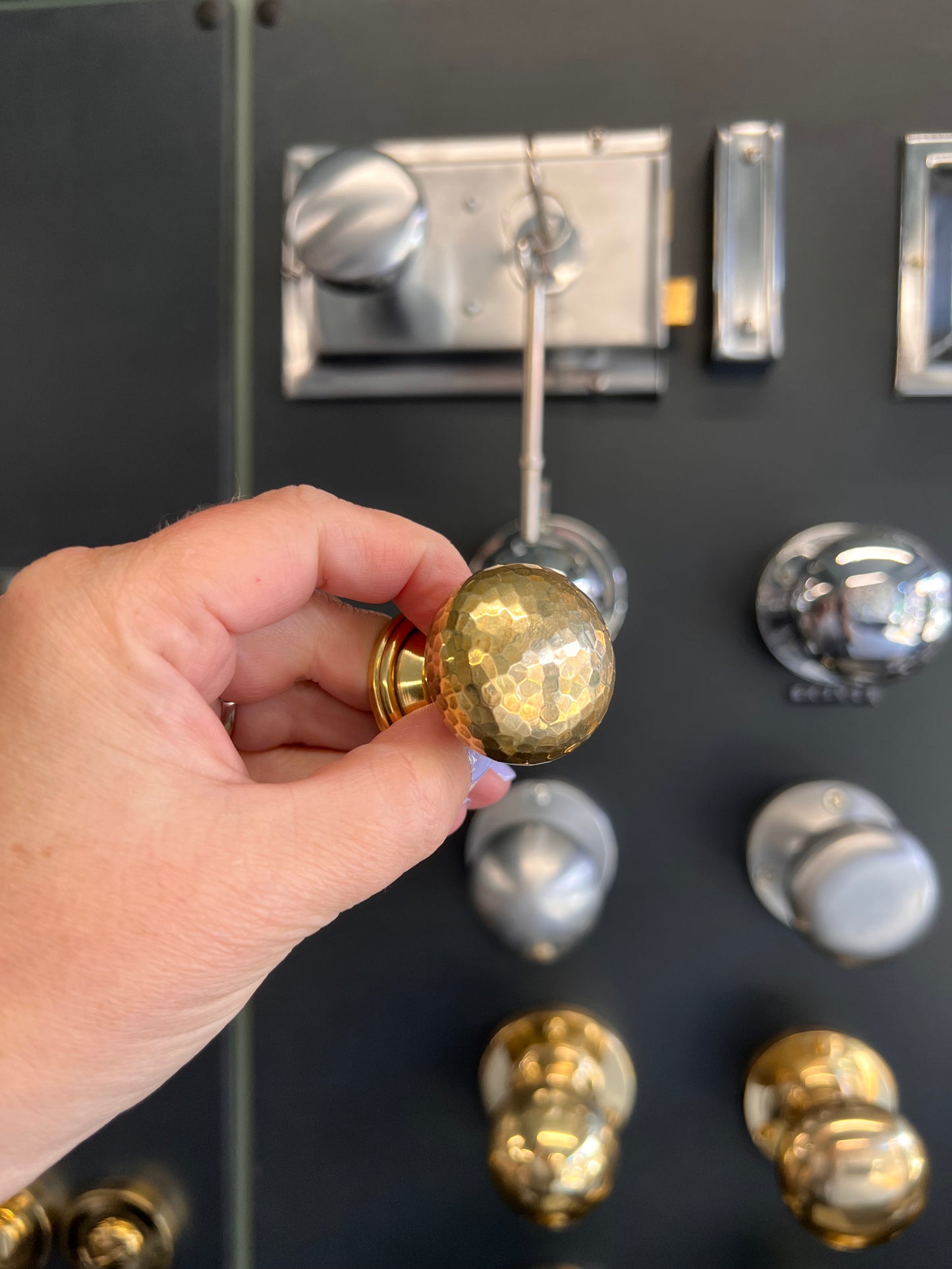 Aged Brass Hammered Mushroom Cabinet Knob