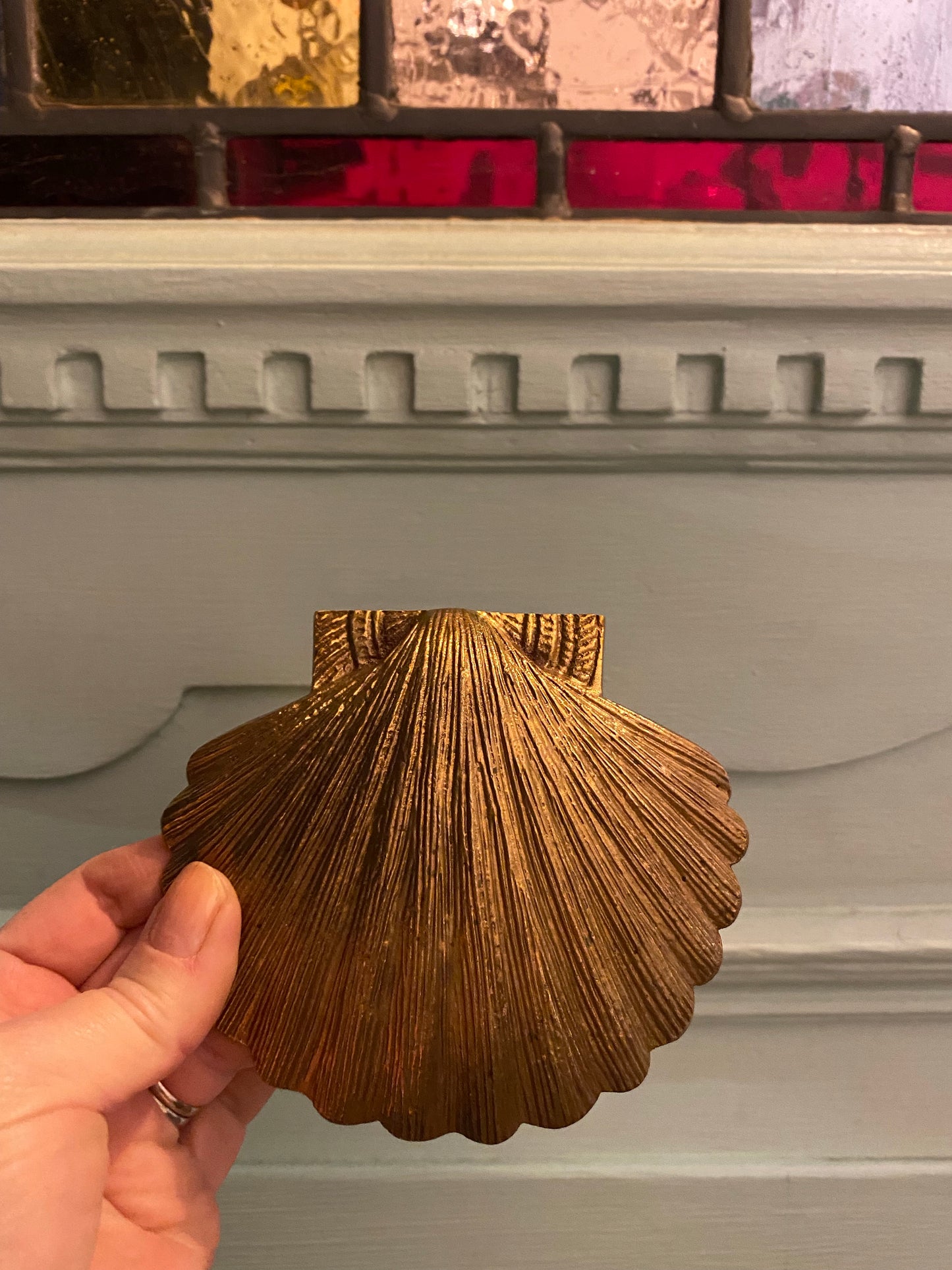 Scalloped Shell Natural brass door knocker