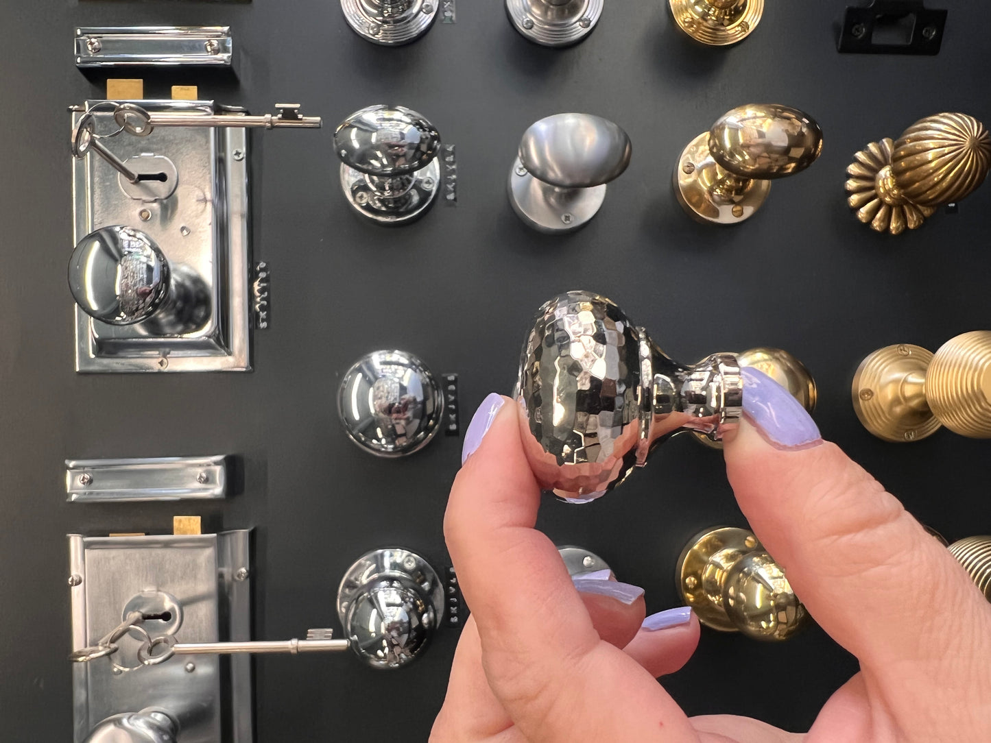Polished Nickel Hammered Mushroom Cabinet Knob 32mm