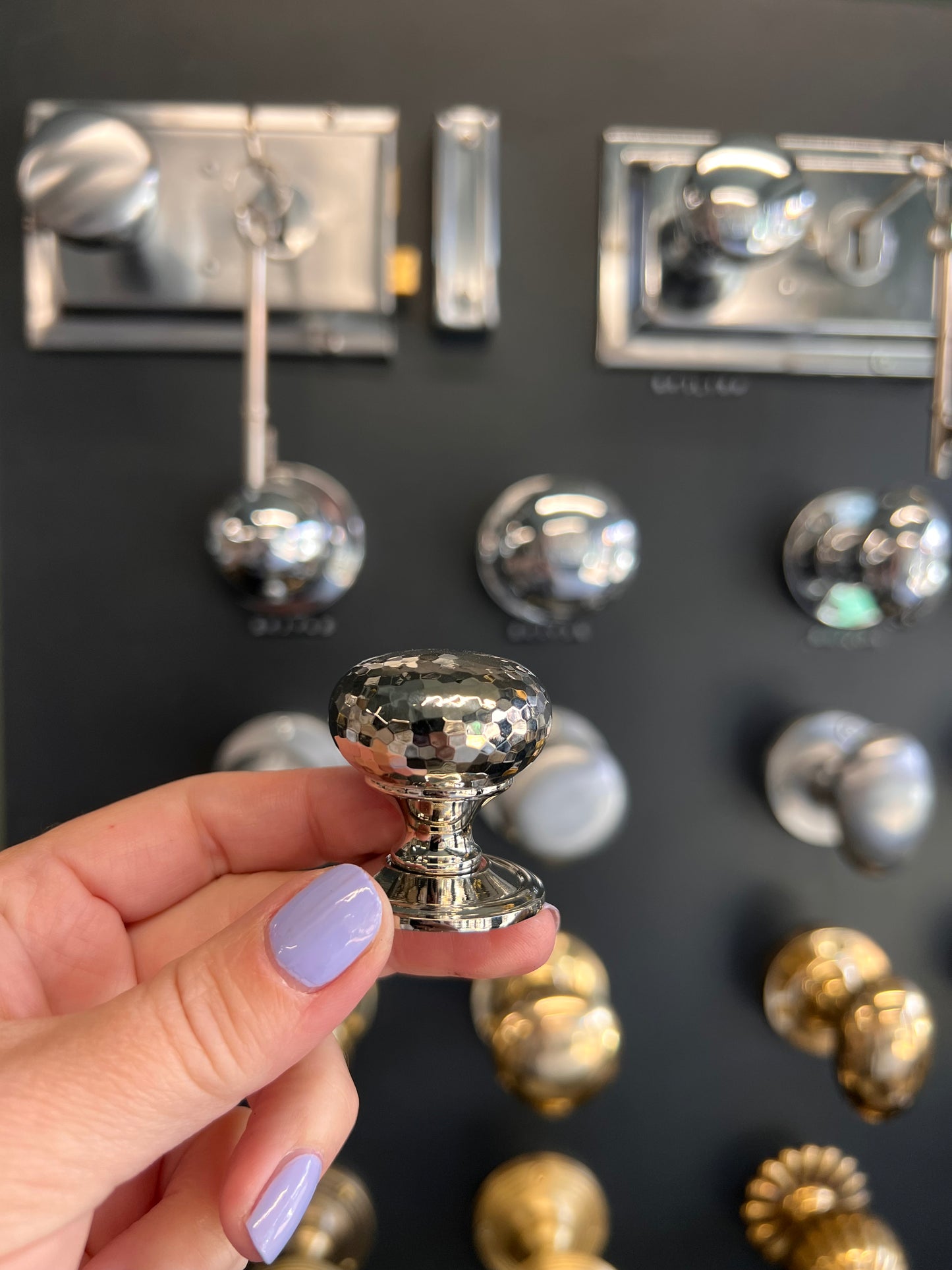 Polished Nickel Hammered Mushroom Cabinet Knob 32mm