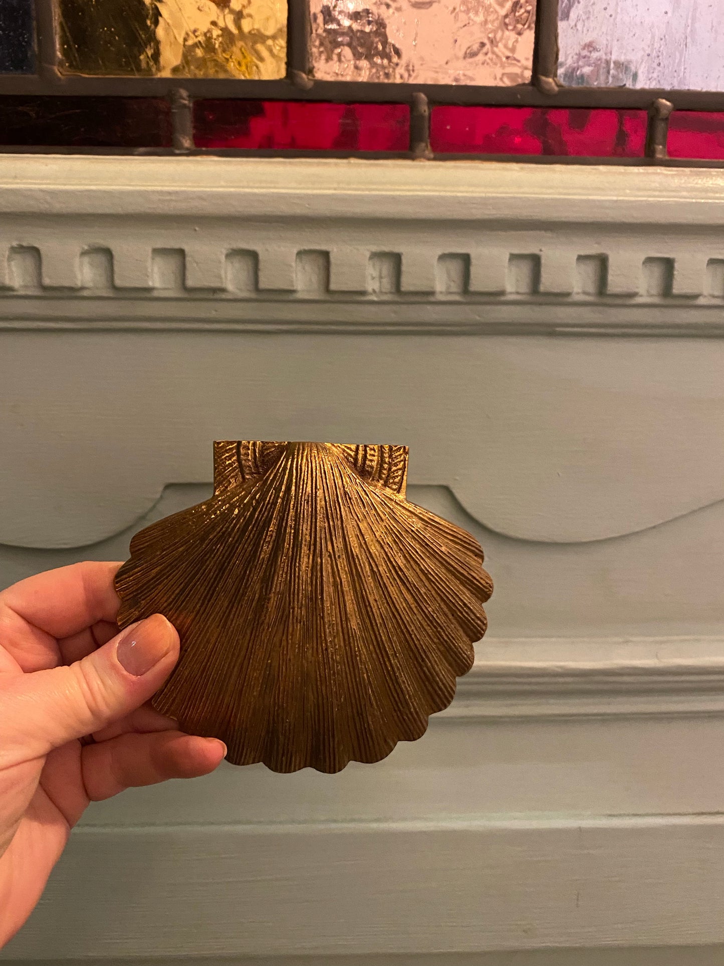 Scalloped Shell Natural brass door knocker