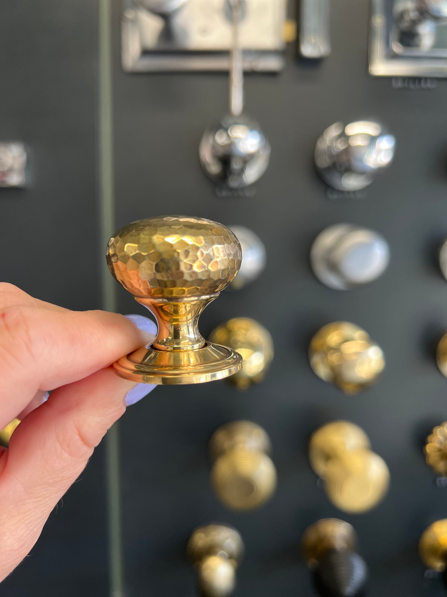 Aged Brass Hammered Mushroom Cabinet Knob