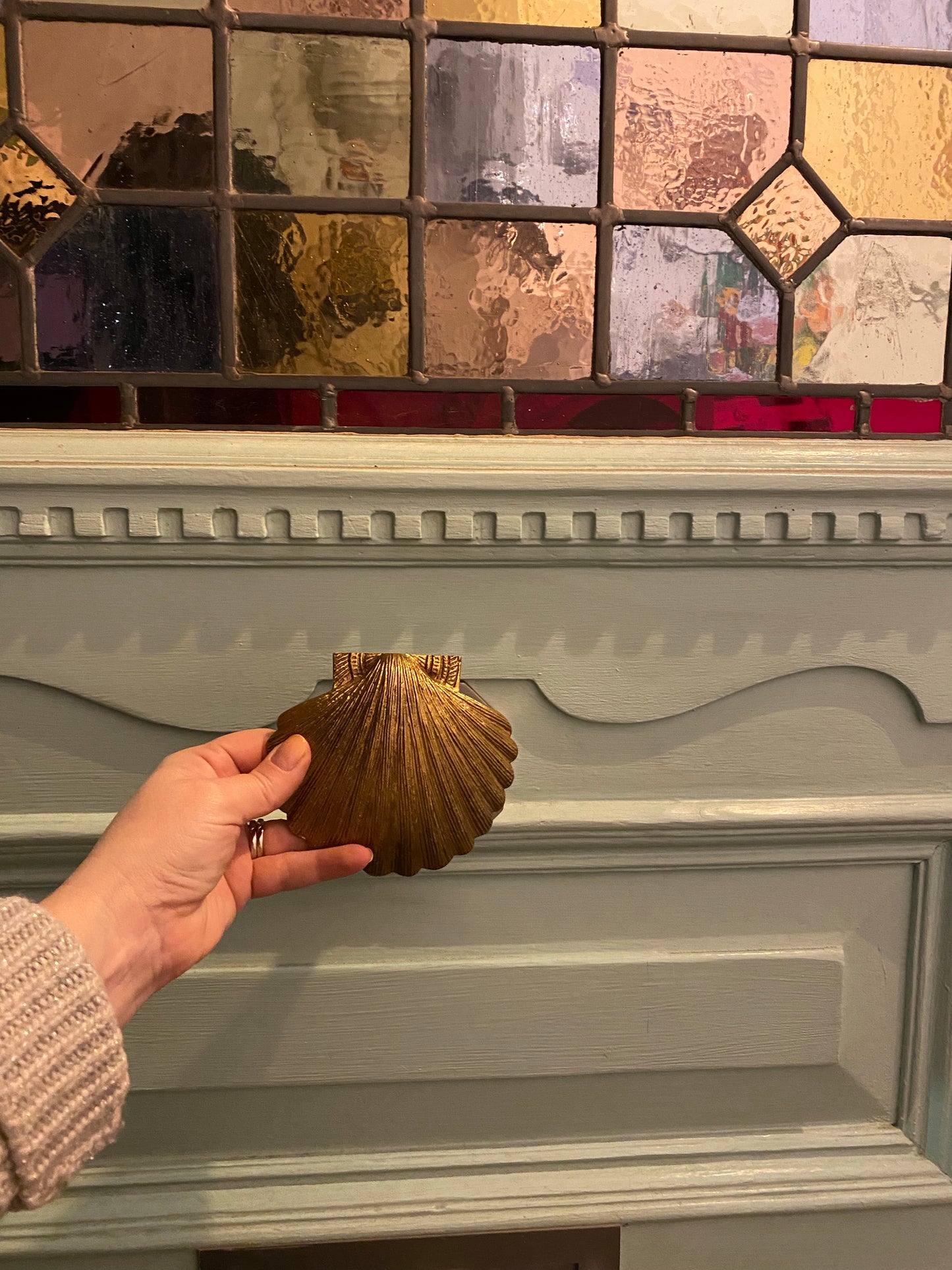 Scalloped Shell Natural brass door knocker