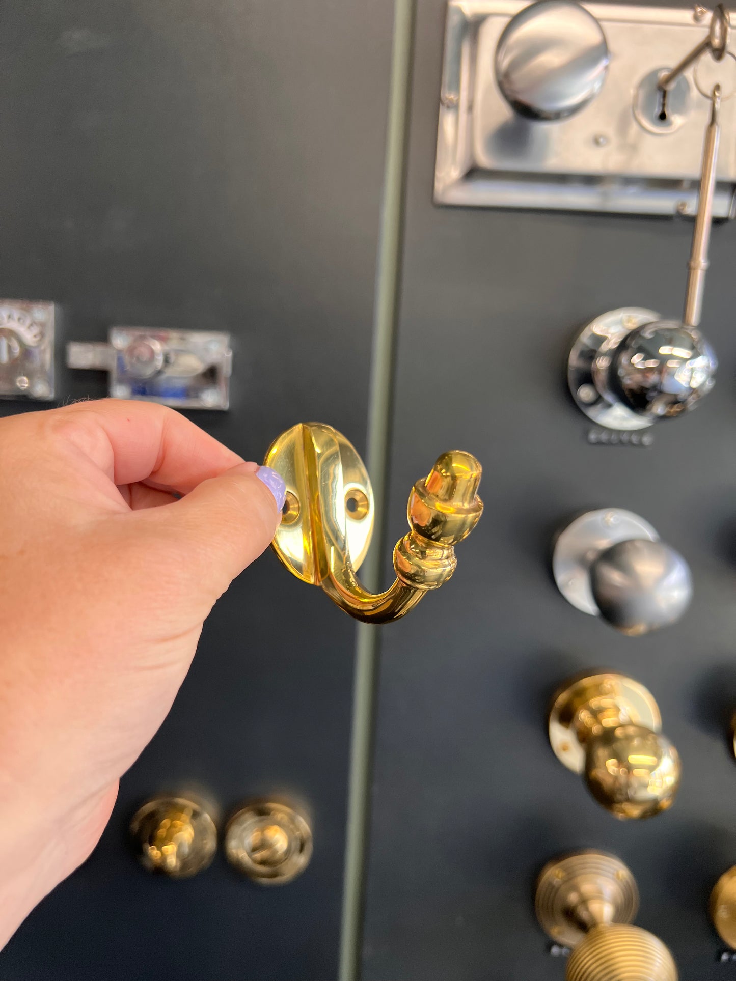 Polished brass single hook