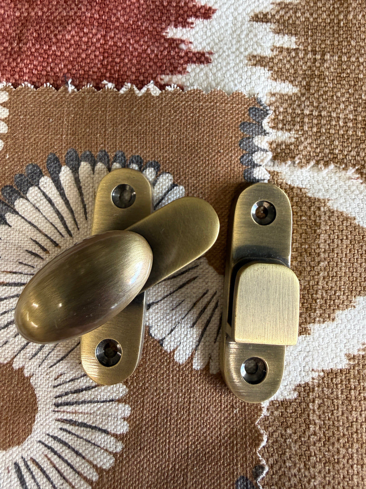 Antique brass hook and plate