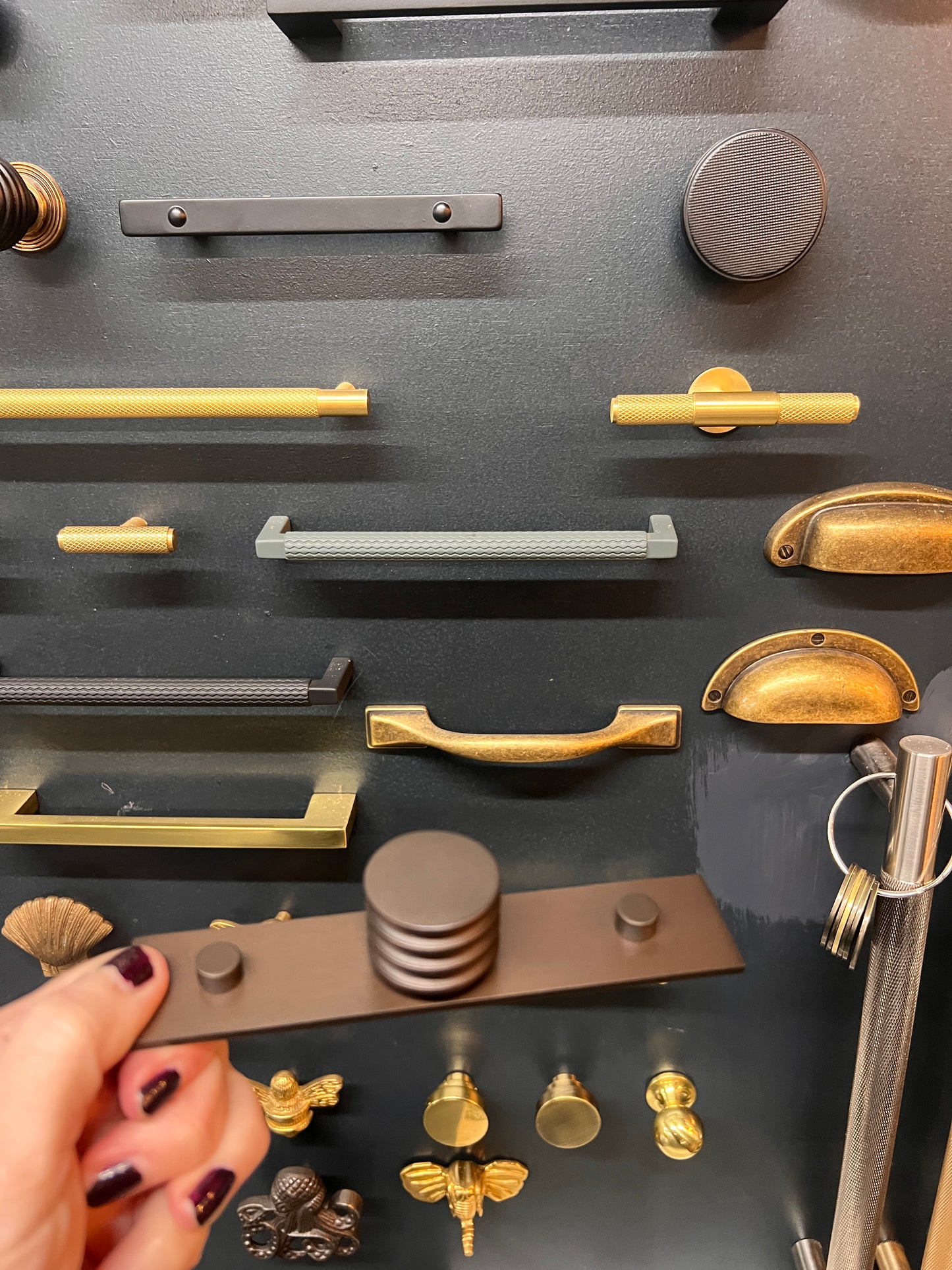 Dark bronze sturt cabinet knob on plain backplate