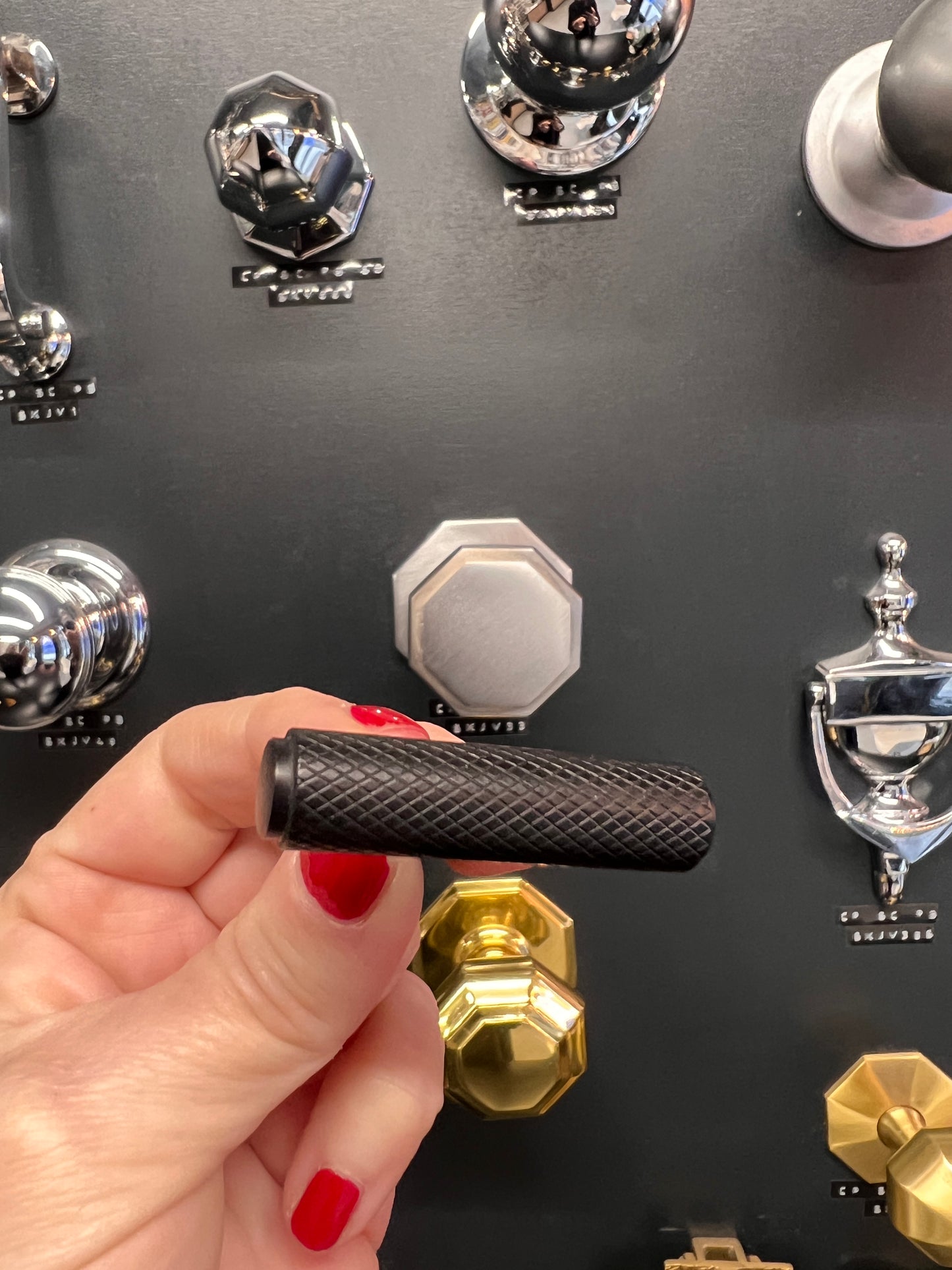 Matt black knurled cabinet pull