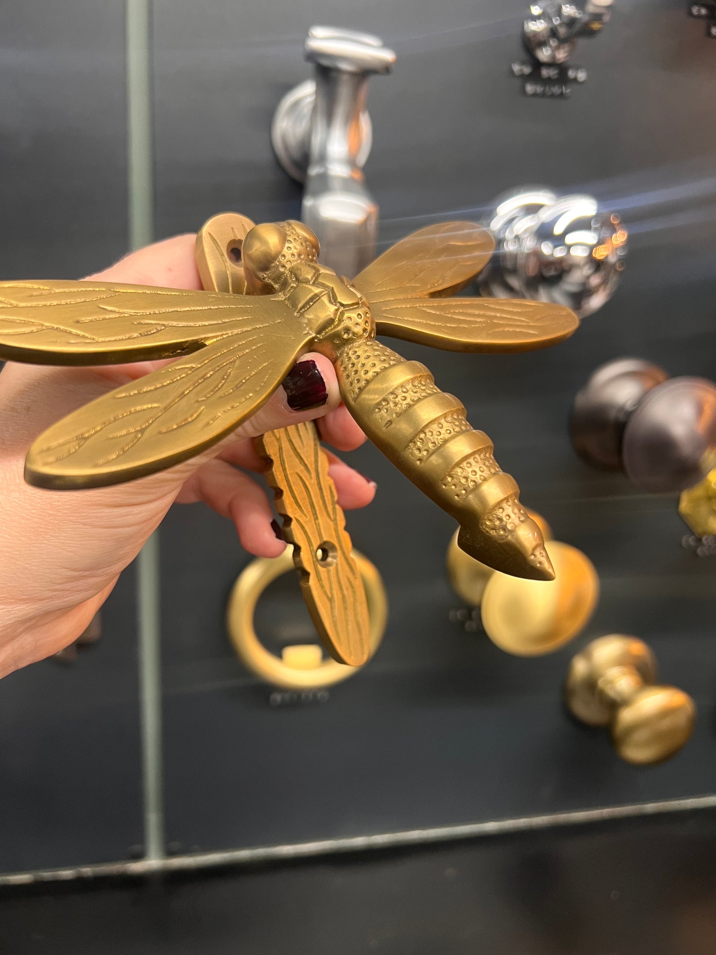 Nickel Dragonfly Door Knocker