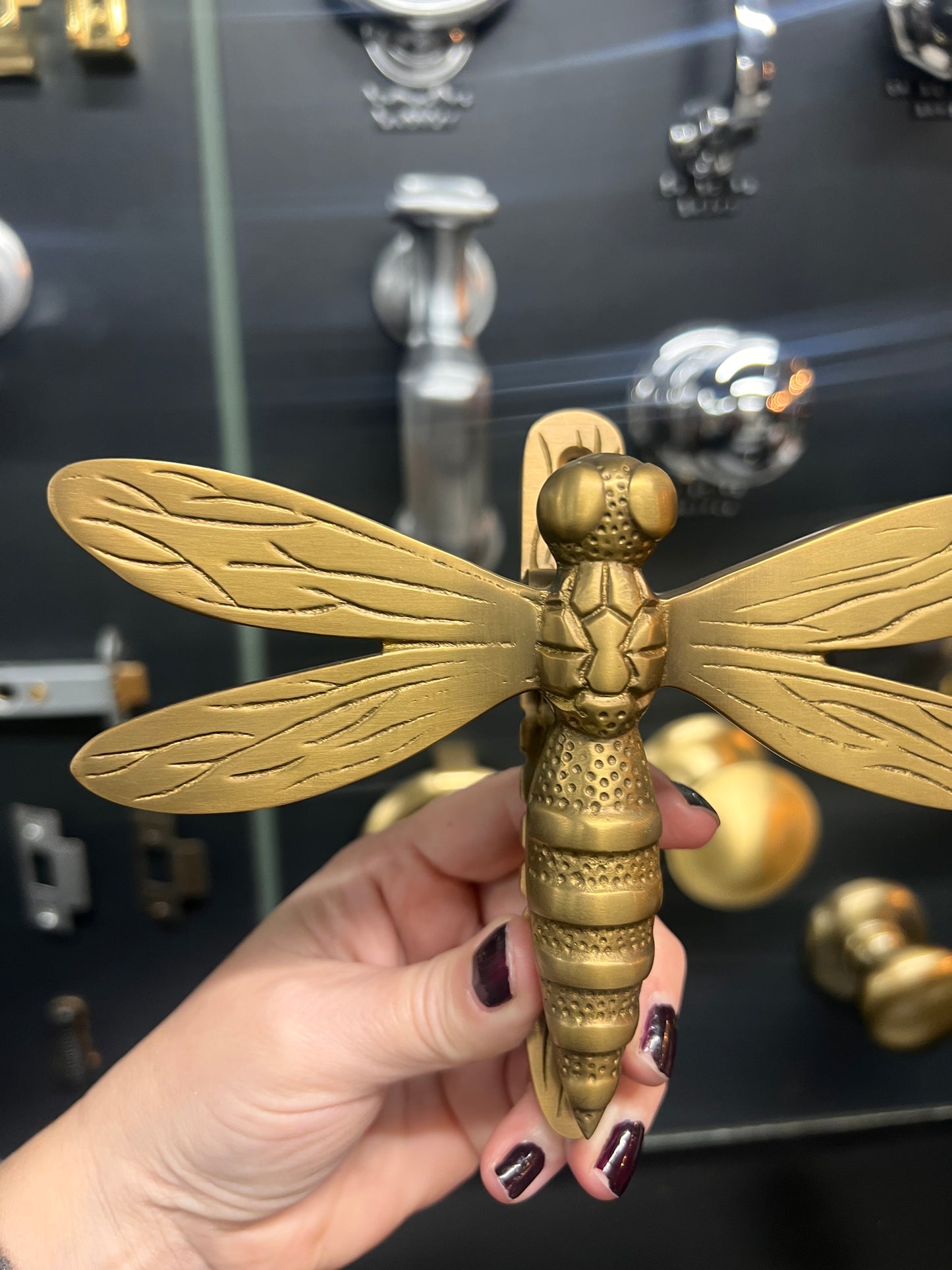 Nickel Dragonfly Door Knocker