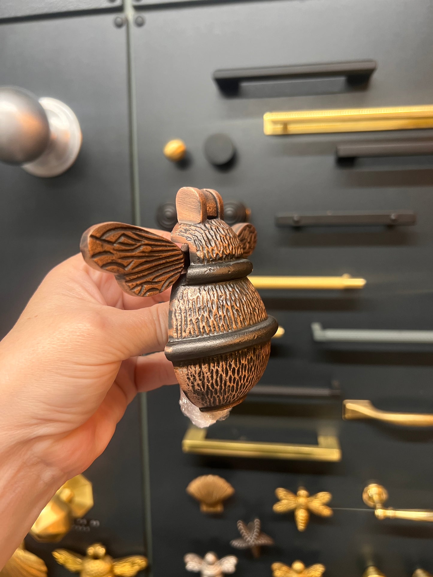 Antique copper with dark Bee Door Knocker