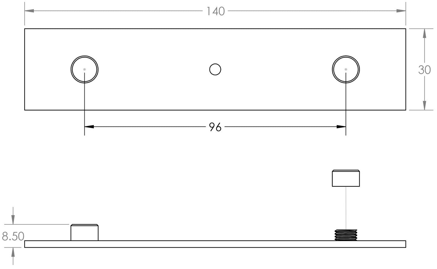 Dark bronze sturt cabinet knob on plain backplate