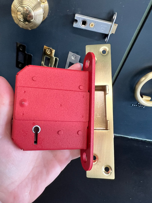 Satin brass 5-lever British Standard deadlock