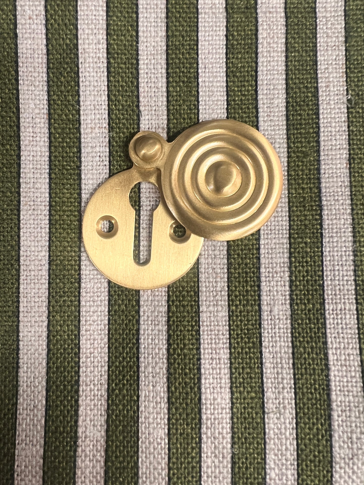 Satin brass reeded escutcheon