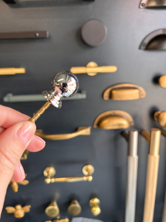 Small polished chrome ball knob