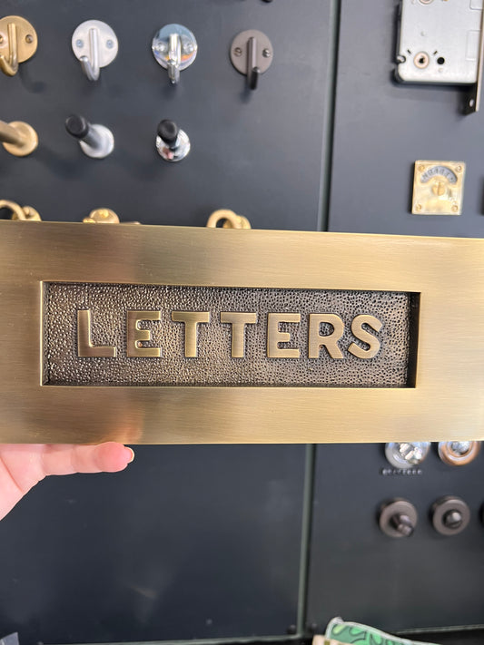 ‘Letters’ letter plate in antique brass