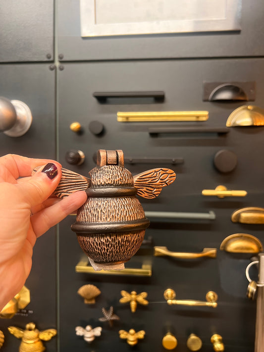 Antique copper with dark Bee Door Knocker