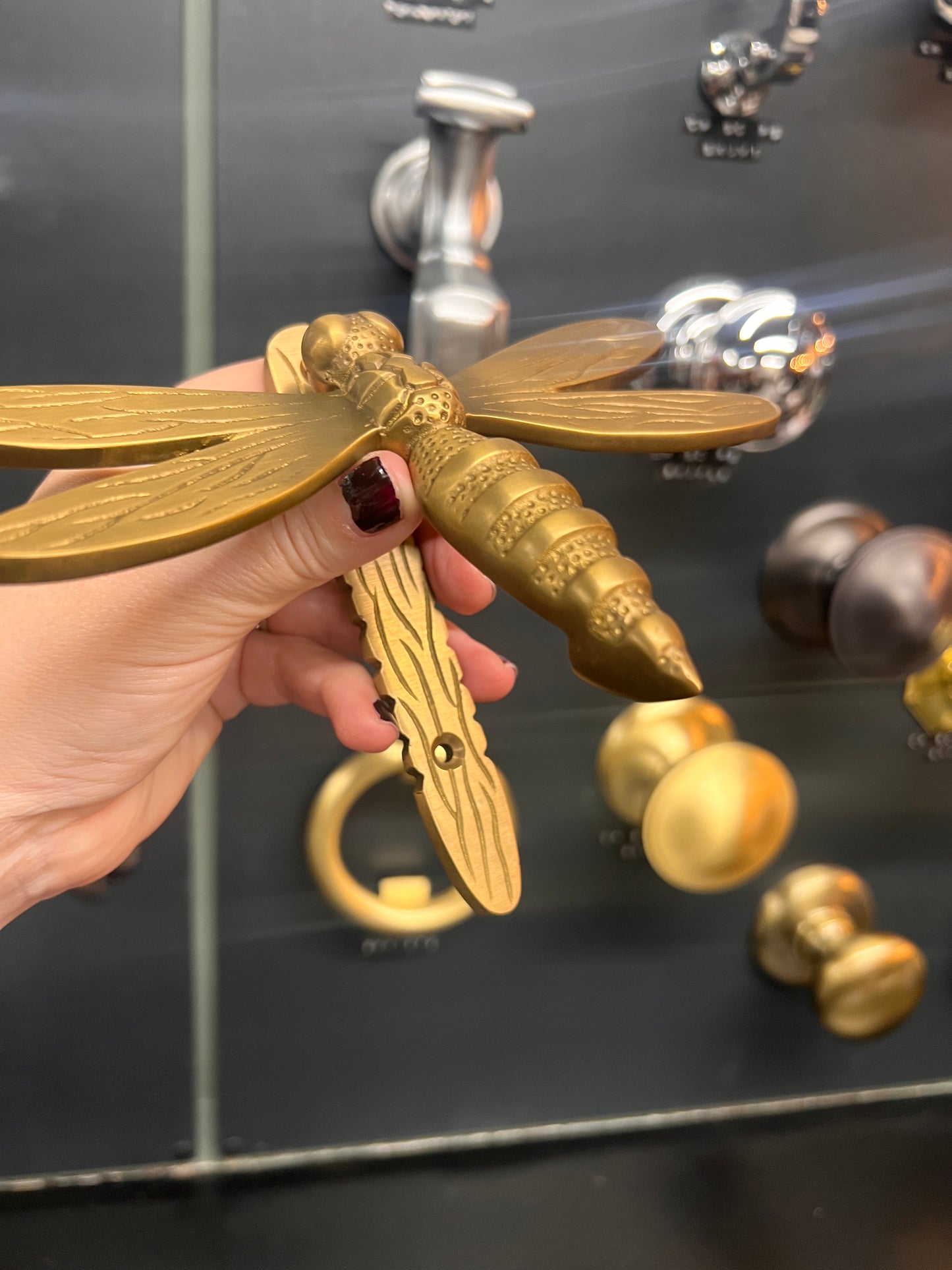 Nickel Dragonfly Door Knocker