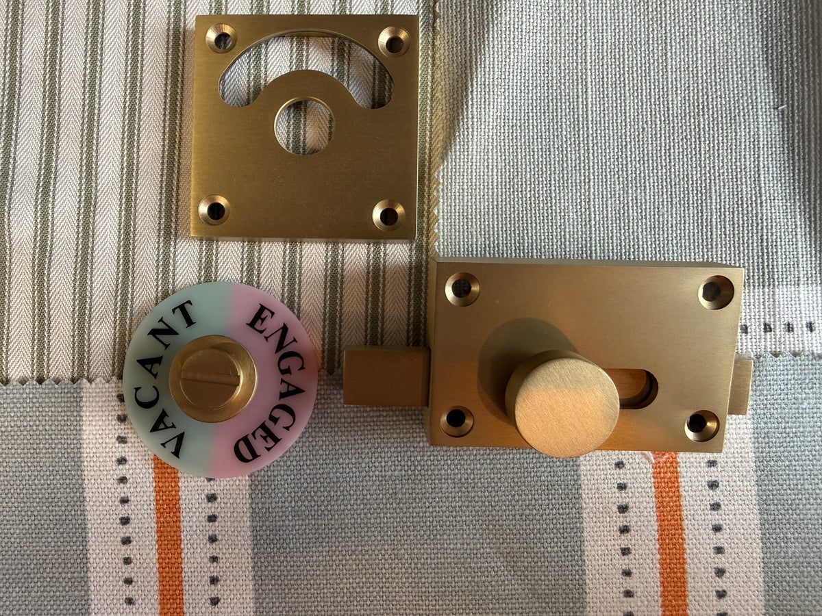 Satin brass square bathroom lock