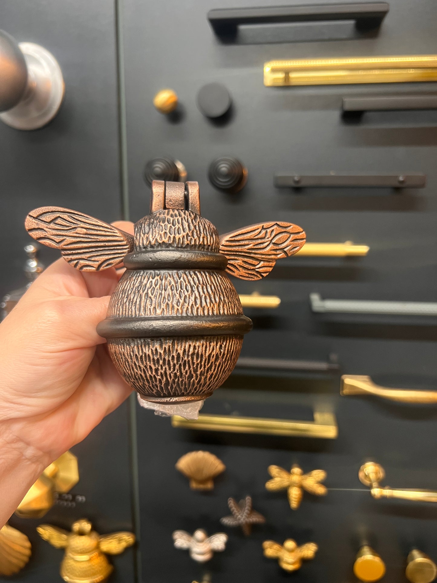 Antique copper with dark Bee Door Knocker