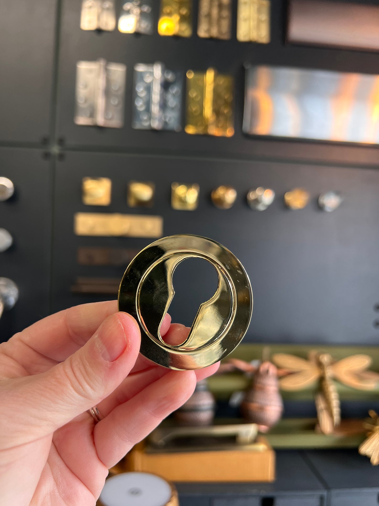 Polished brass euro escutcheon