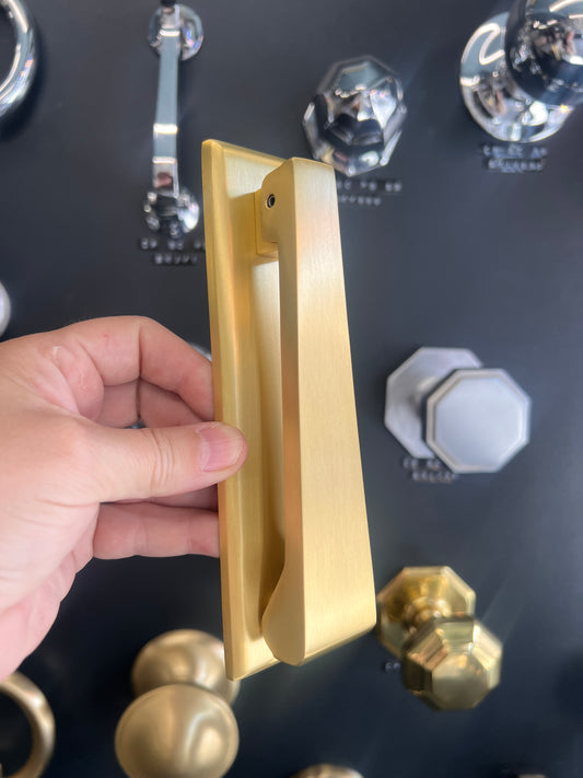 Slimline satin brass door knocker