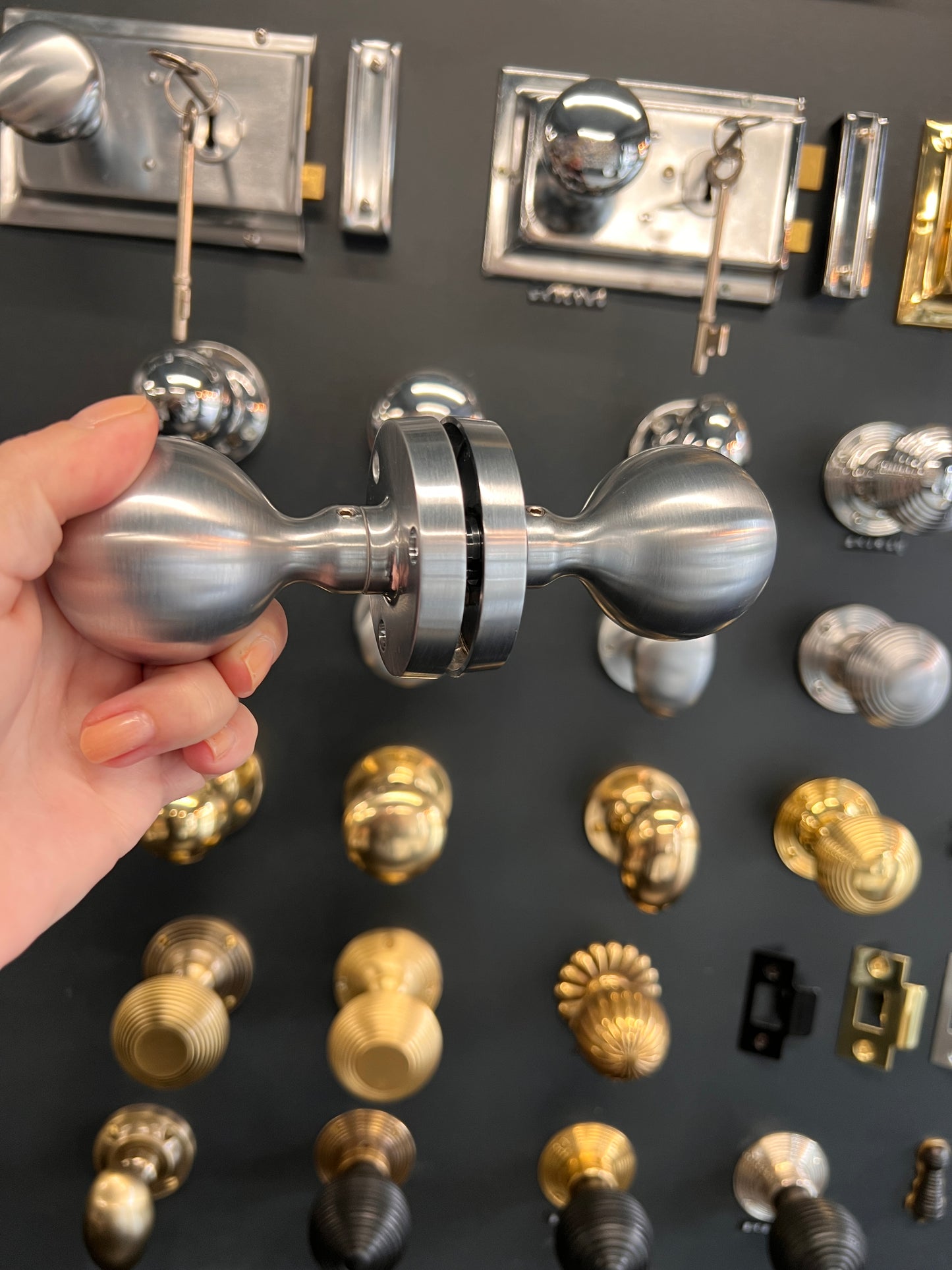 Satin chrome Ball Mortice Knobs