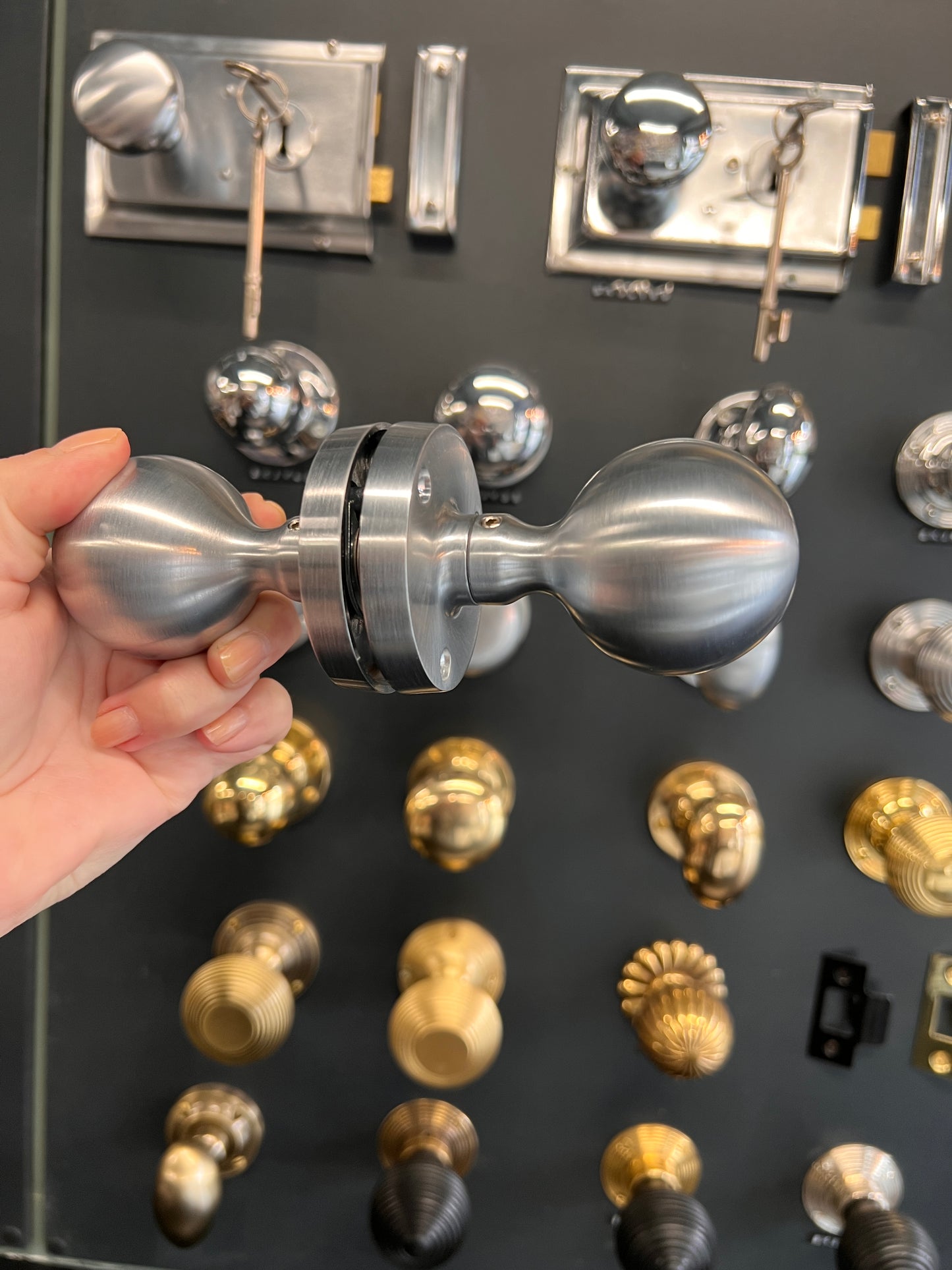 Satin chrome Ball Mortice Knobs