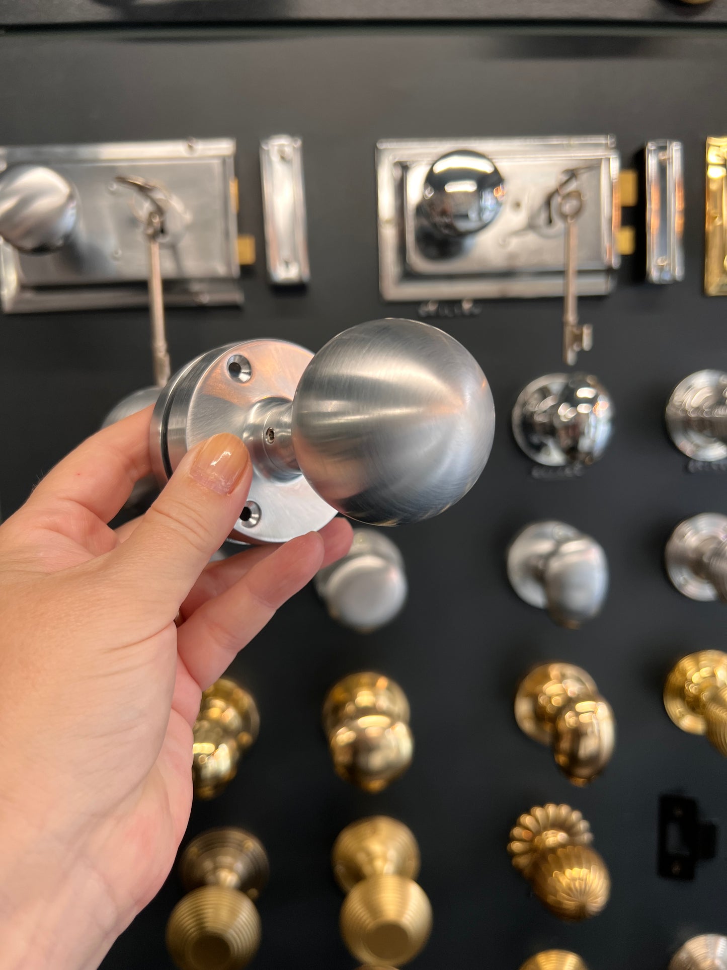 Satin chrome Ball Mortice Knobs