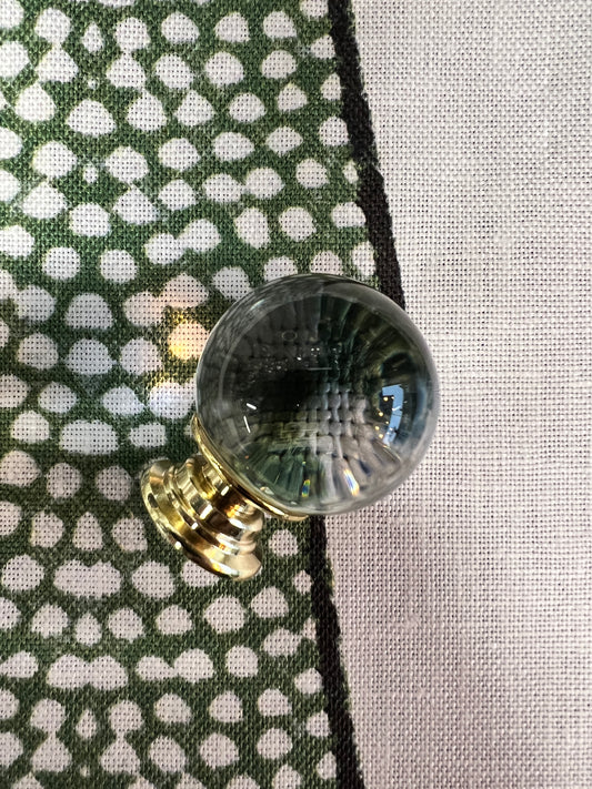 30mm Glass Ball Knob with brass rose