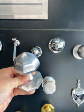 Load image into Gallery viewer, Faceted centre door knob Satin Chrome