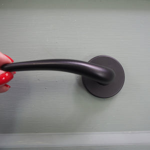 Matt black lever on rose handle