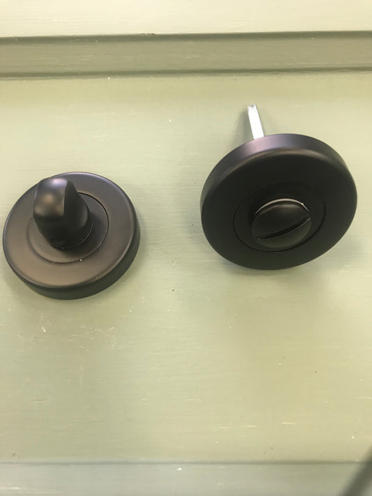 Matt black bathroom round thumbturn lock