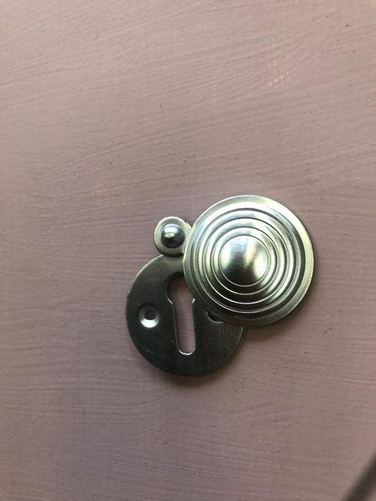 Satin chrome reeded escutcheon