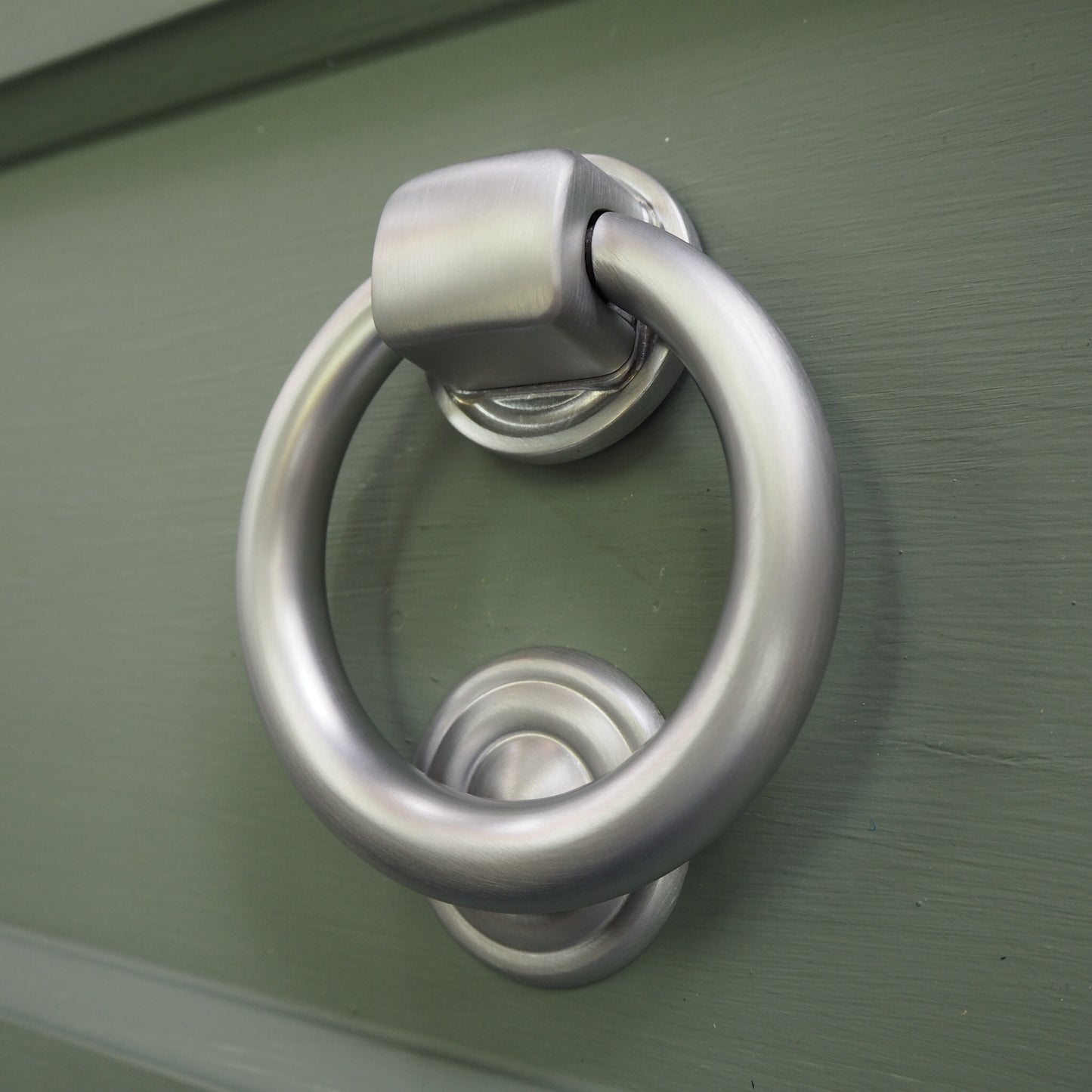 Satin chrome ring knocker