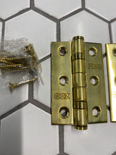 Load image into Gallery viewer, Polished brass hinges 76mm (pair)