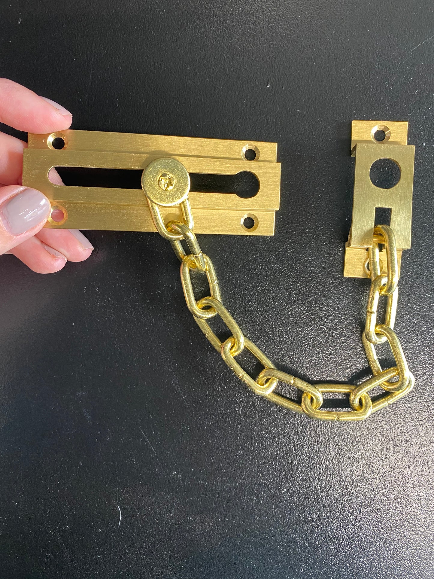 Satin brass door chain