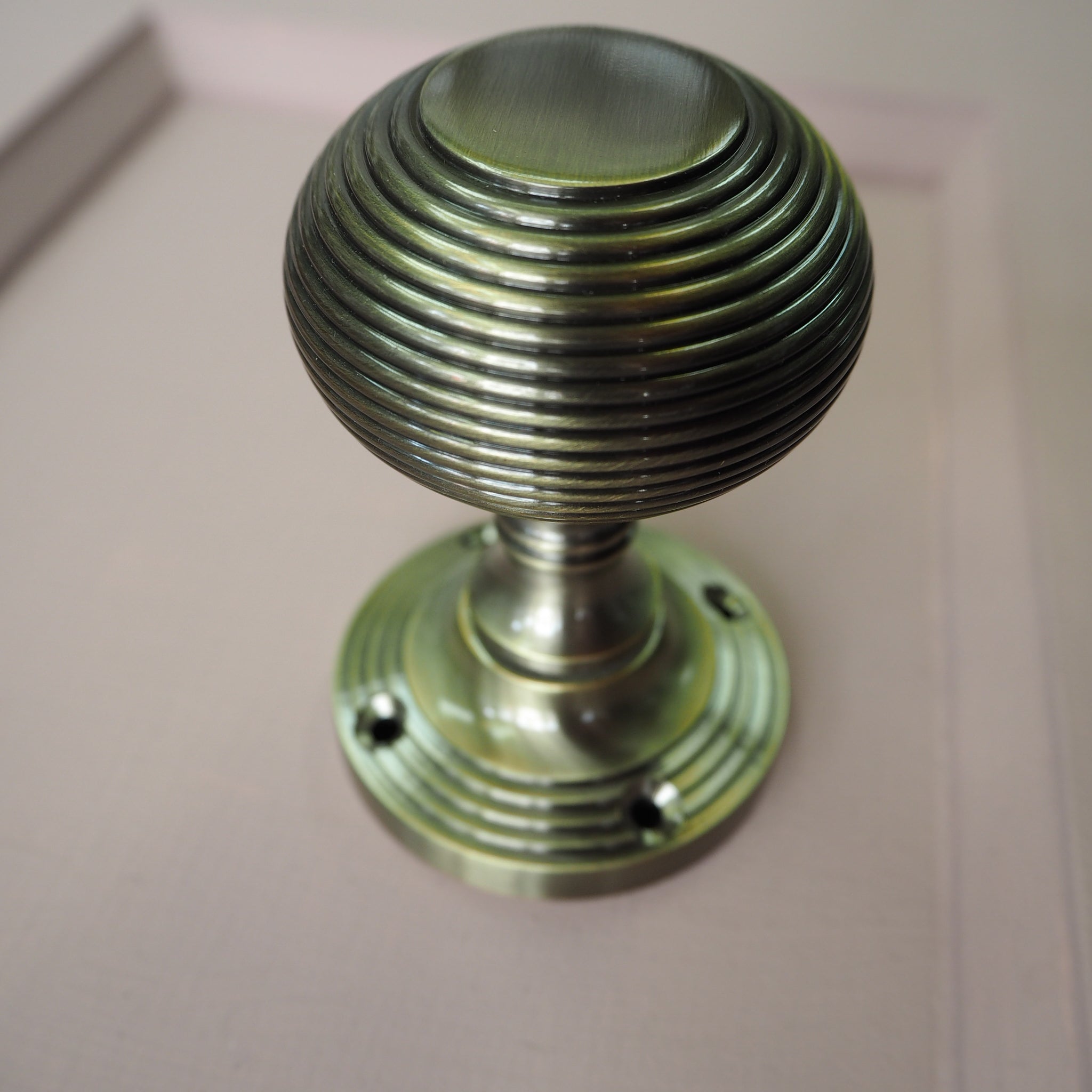 Antique brass Reeded mortice knob (pair)