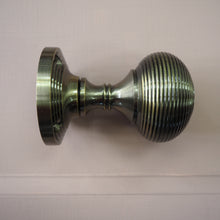 Load image into Gallery viewer, Antique brass Reeded mortice knob (pair)