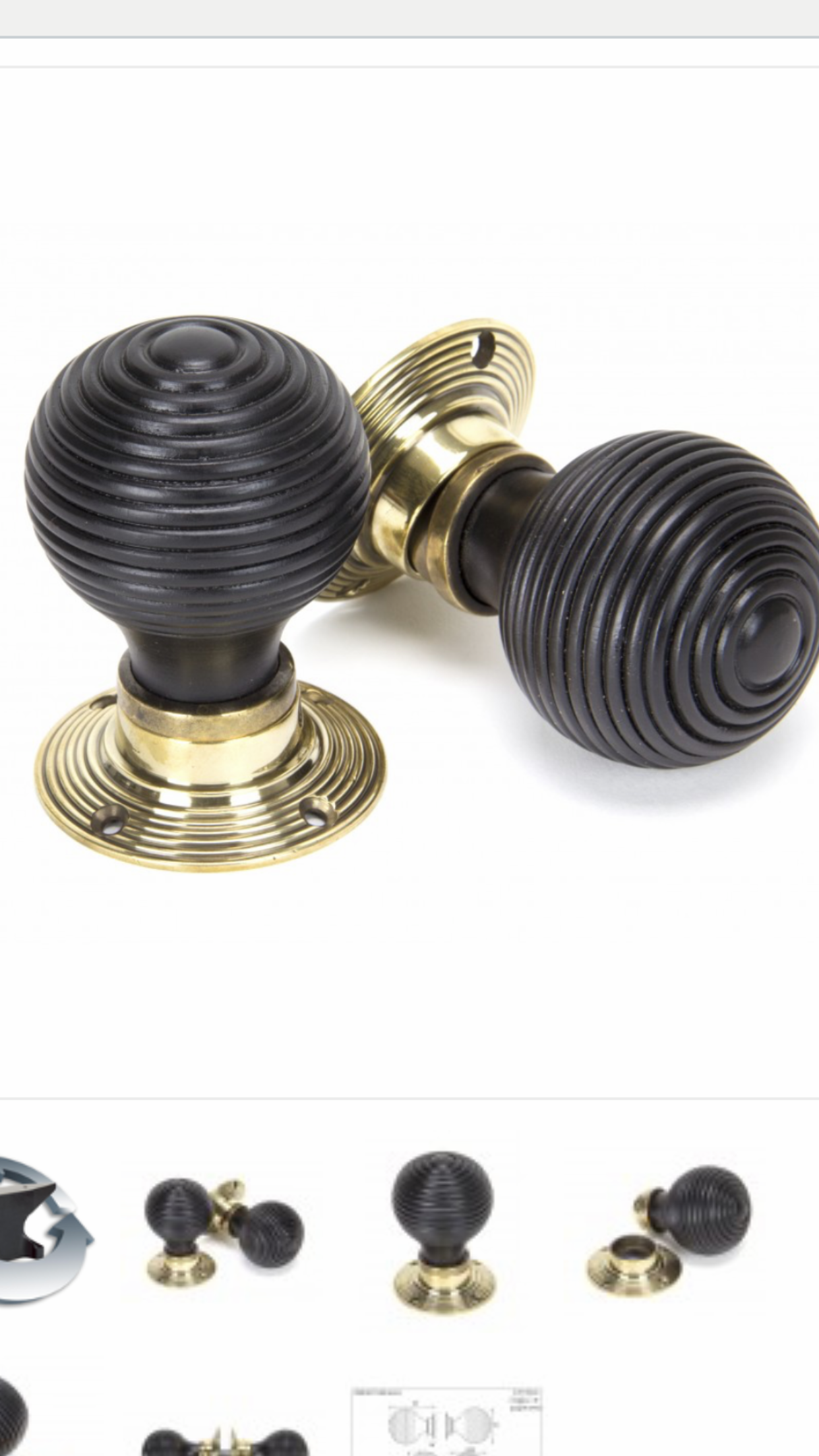 Beehive knobs with aged brass backplate