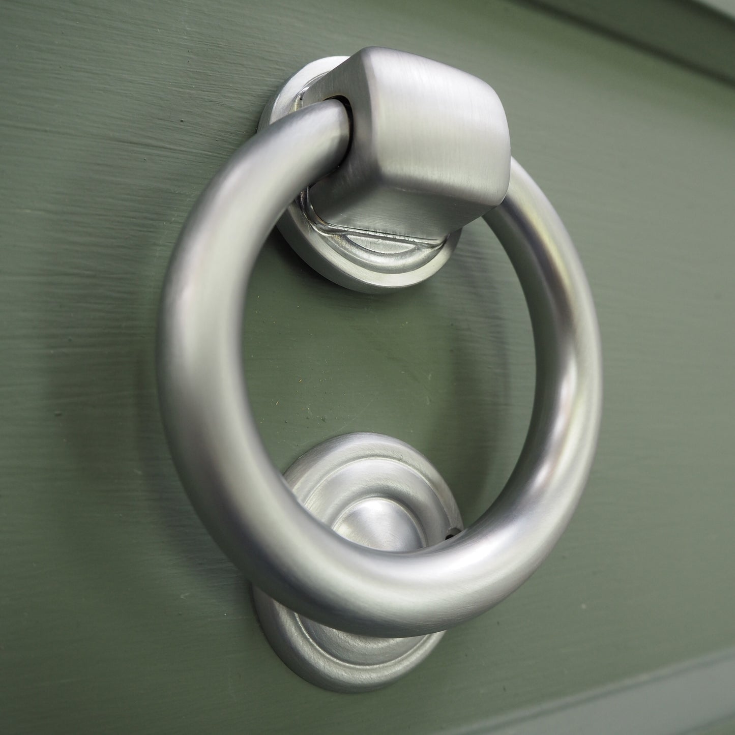 Satin chrome ring knocker