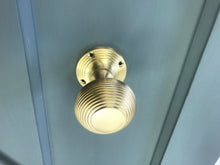 Load image into Gallery viewer, Satin brass reeded mortice knobs