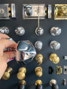 Faceted centre door knob Polished Chrome