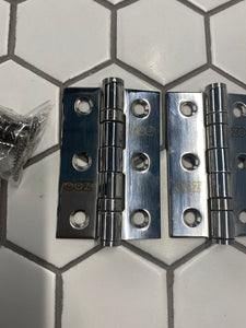 Polished chrome 76mm hinges (pair)