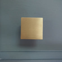 Load image into Gallery viewer, Square stepped satin brass cupboard knob