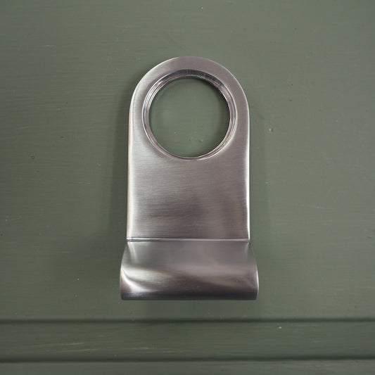 Satin chrome cylinder pull