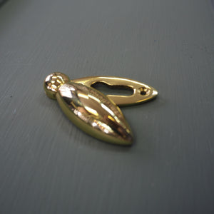 Polished brass tear drop escutcheon