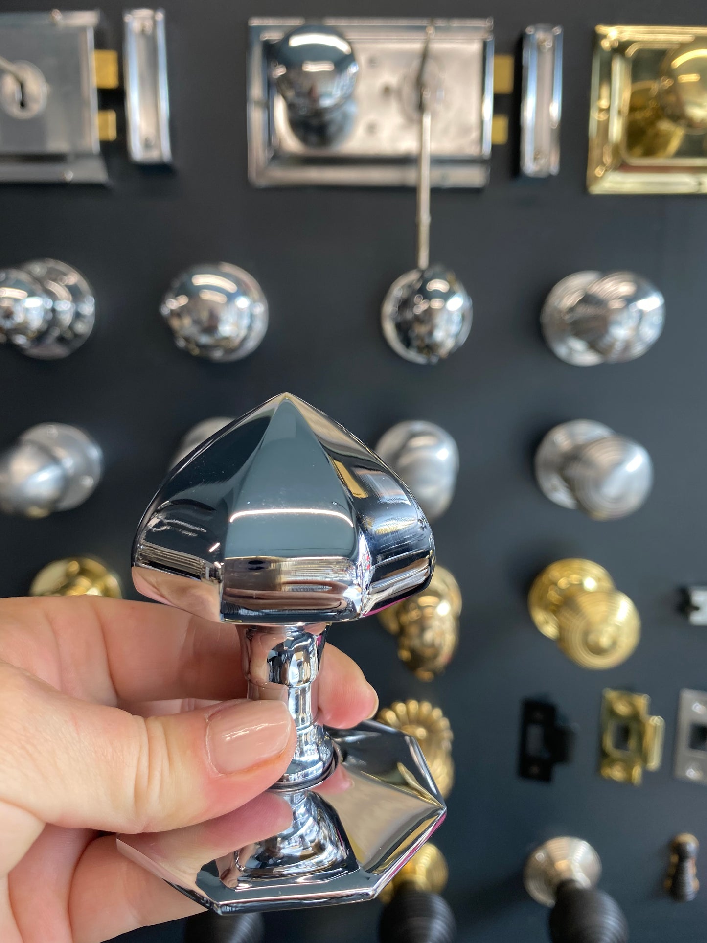 Faceted centre door knob Polished Chrome