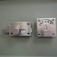 Satin chrome square bathroom lock